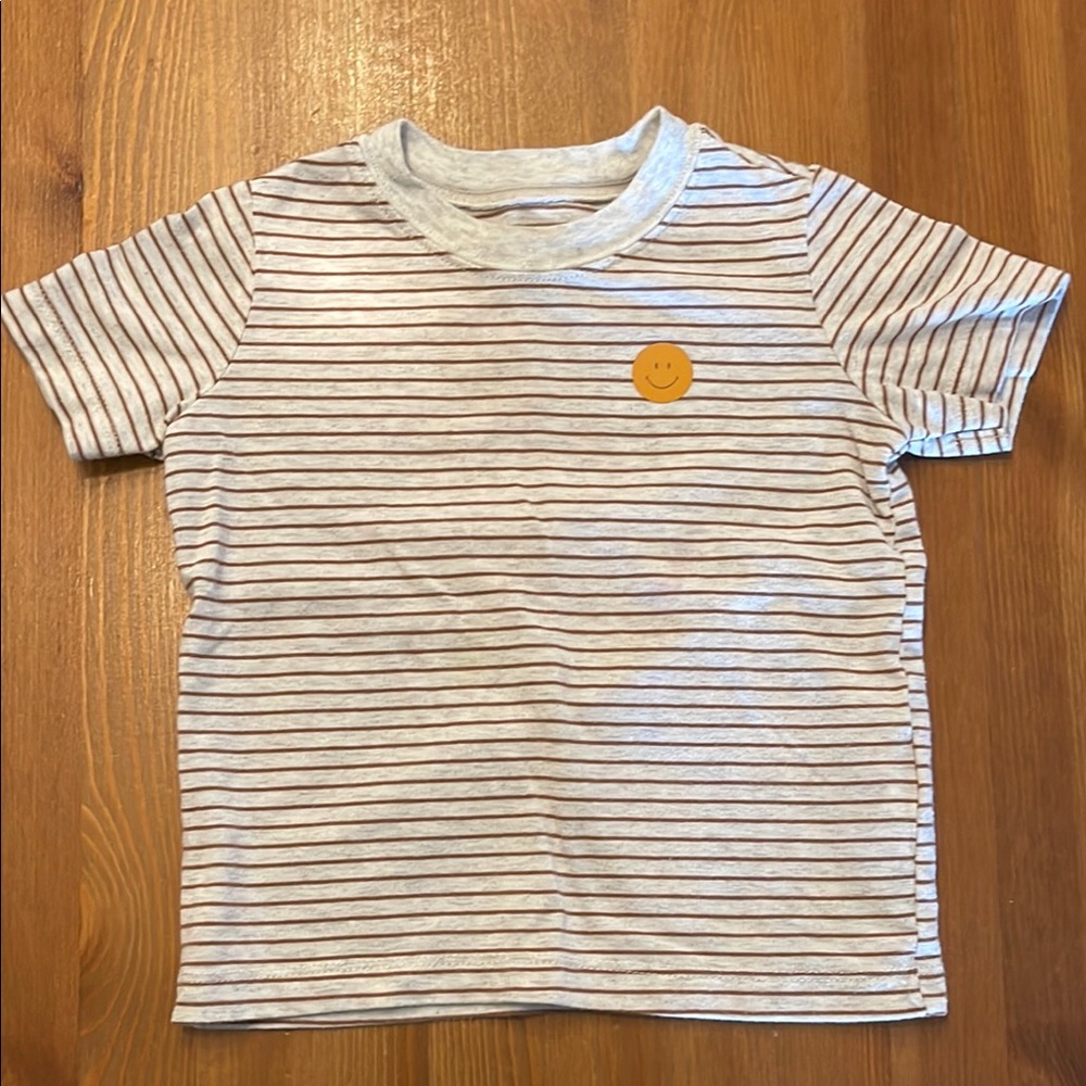 Striped Kids T-Shirt with Smiley Patch